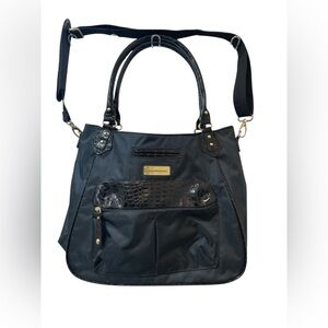 Samantha Brown Black Nylon Travel Tote Bag | Croc Embossed Trim | Carry-On Week